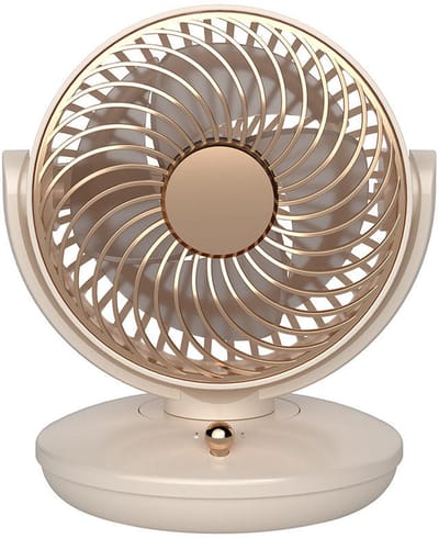 KZQ Drie Snelheden Usb Desktop Ventilator Met Ingebouwde 1800mAh Batterij - Stille Biomimetic Ventilator Met 140° Kantelhoek En Automatische Oscillatie - Draagbaar Voor Thuis Kantoor En Kamperen - Crèmewit