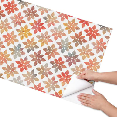 Coloray Meubel Wrap Folie - Oranje Meubelfolie - 65x130 cm - Plakfolie Meubels Herfstmozaïek - Decoratiefolie Zelfklevend - Abstract Meubelfolie - Meubelfolie Zelfklevend - Badkamer decoratie - Achtergronden en patronen