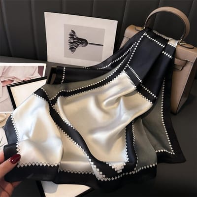 Vierkante Dames Sjaal 1 Stuk 70*70cm Satijnen Bandanna Tas Sjaals Hoofdband Mode Dame Haar Sjaal Wikkel Vrouwelijke Neckerchief Hijab gray