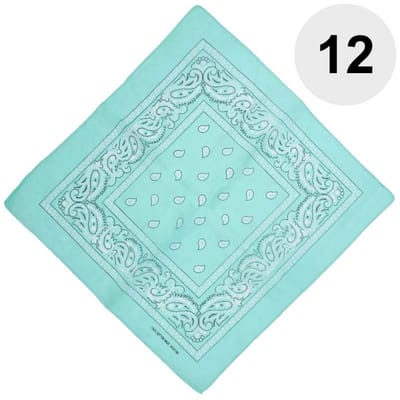 Fako Fashion - Bandana - Hoofddoek - Mondbescherming - Zakdoek - Paisley - Mintgroen - 12 Stuks
