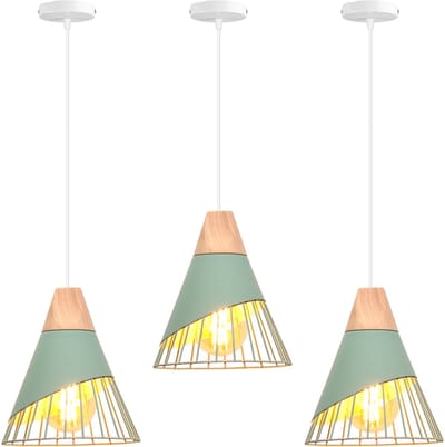 Set van 3 Hanglampen Moderne E27 Kroonluchter Creatieve Plafondlamp voor Slaapkamer Woonkamer Keuken Groen
