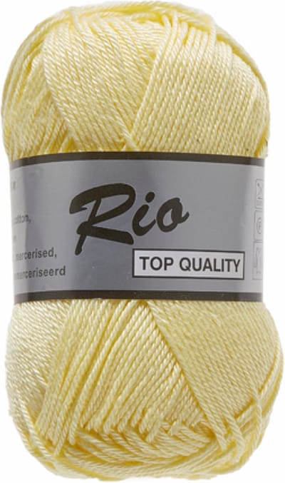 Lammy Yarns Rio Katoen garen - Heel licht geel (843) - 5 bollen van 50 gram - pendikte 3 -3,5 mm.