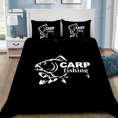 Nash Fishing Logo Dekbedovertrek Kussensloop Beddengoedset Volwassene JongenMeisje Slaapkamerdecoratie Eenpersoons Tweepersoons Groot Formaat AU Queen(210x210cm)