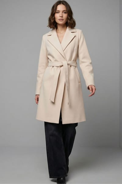 Geknoopte Midi Coat met Jas kraag