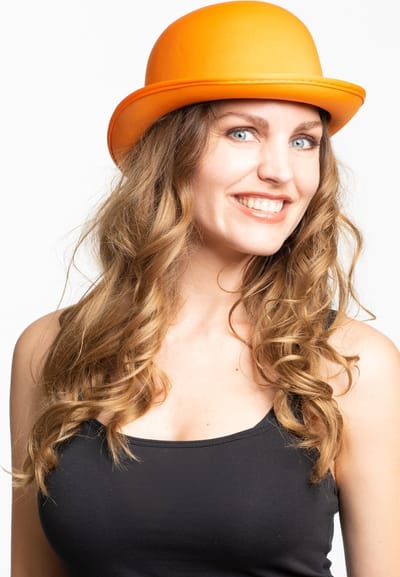 Partychimp Voordeelverpakking 6 pack Bolhoed Satijn Hoedje Carnaval Accessoires voor bij Carnavalskleding Dames Carnavalskleding Heren Verkleedkleren Volwassenen WK Voetbal Oranje Kleding - Oranje – Polyester -6 pack