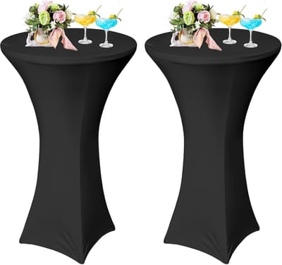 Set van 2 Elastische Statafelhoezen voor Ronde of Vierkante Tafels, 80x120 cm, Zwart