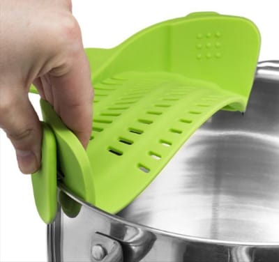 *** Siliconen Keukenzeef met handige afbreektekens: hangend, snap-on, hands-free en hittebestendig. Perfect voor afdruipen, gieten en zeven van pasta, fruit en groenten - van Heble® ***