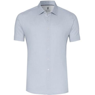 Desoto Overhemd Casual Kent Uni Color Oxford Short Sleeve Licht Grijs / male