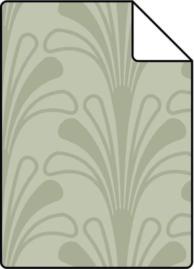 Proefstaal Origin Wallcoverings behang art deco motief vergrijsd groen - 26.5 x 21 cm - 347970-S