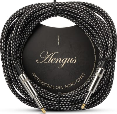 Áengus Black Tweed Gitaarkabel Instrument kabel - 6.35mm mono jack plug recht/recht - 6 meter