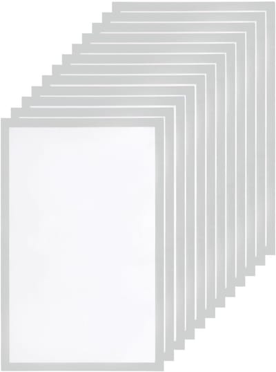Set van 30 zelfklevende magnetische borden en strips voor foto's 28 x 43 cm, documenthouder voor thuis, kantoor en restaurant, zilverkleurig.