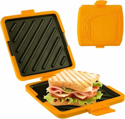 Magnetron Broodrooster - Sandwichmaker Keuken - Snelle Maaltijd - Antiaanbaklaag - 17 cm Breed - Oranje