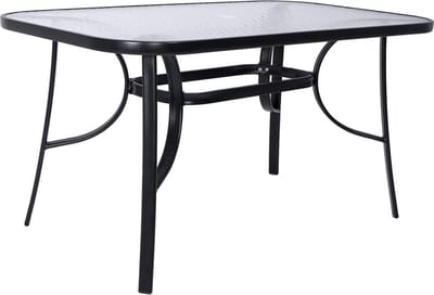 Springos Tuintafel | Buitentafel | Eettafel Buiten | Metaal | Gehard Glas | 120 x 70 x 73 cm | Zwart