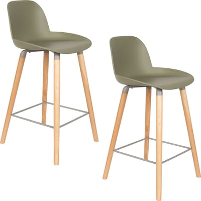 Zuiver Albert Kuip Barkrukken rugleuning 65 cm Groen - Set van 2