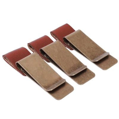 Dailygoods- Penhouder Set van 3 - Retro/Vintage Ontwerp - Roestvrij Staal - PU Leer - Pennenhouder voor Notitieboek - Clip van 5,5 cm