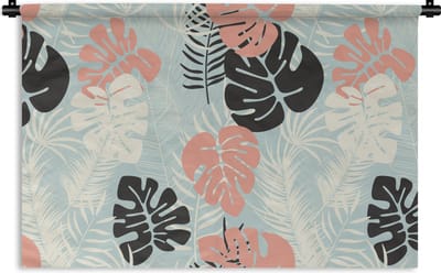 Wandkleed - Wanddoek - Bladeren - Monstera - Pastel - Hawaii - Patronen - 90x60 cm - Wandtapijt