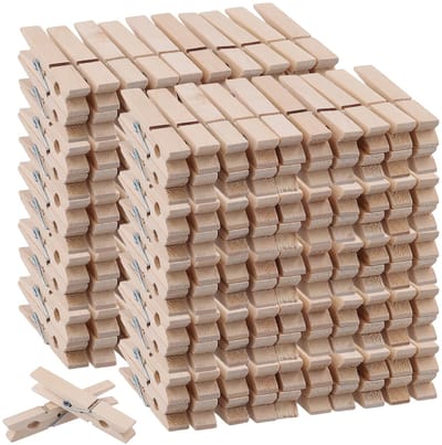 Dailygoods- Houten Wasknijpers 300 Stuks - Berkenhout - 7,2 cm - Knijpers voor Knutselen - Decoraties - Hoge Kwaliteit