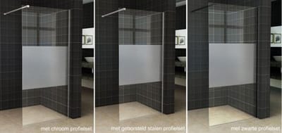 Wiesbaden Slim - Inloopdouche / Douchewand - 100x200 - Helder / Mat Glas - Antikalk - 8mm Veiligheidsglas - Excl. Stabilisatiestang en Profielset