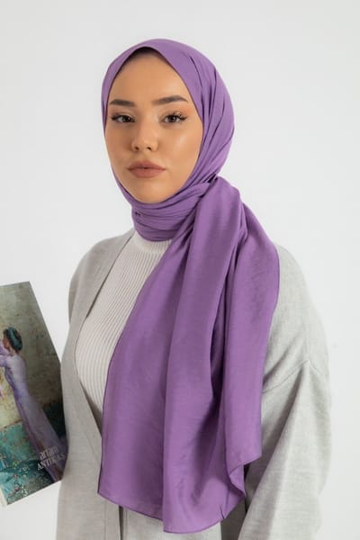 SILK HOME Olinda Sjaal - Hoofddoek - Hoofddeksel - Hijab – Paars – Zijdezachte Textuur – 75x195 cm