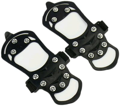 Stijgijzers voor wandelschoenen, ijsgrepen voor schoenen en laarzen, ijs- en sneeuwgrepen met 10 stalen noppen, anti-slip microspikes schoenen ijsgrip, sneeuwgrepen voor schoenen