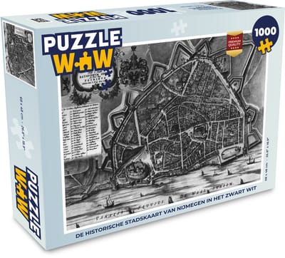 Puzzel Plattegrond - Nijmegen - Historisch - Legpuzzel - Puzzel 1000 stukjes volwassenen - Stadskaart