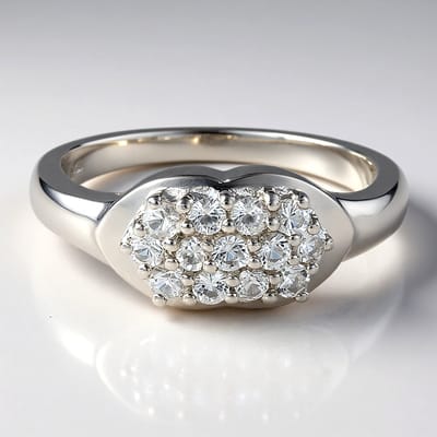 Cavill - Elegante Zilveren Ring 925 Sterling met 13 Briljant Geslepen Witte Braziliaanse Topaas 0,507 ct - Ovale Damesring Maat 17