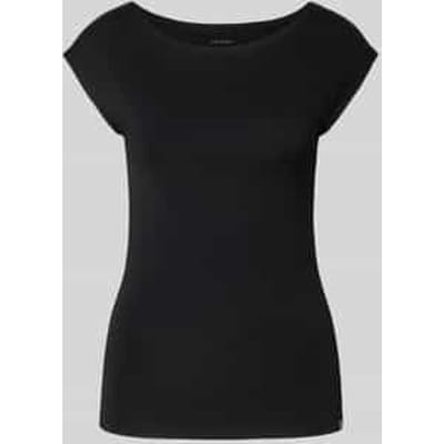 T-shirt met boothals en labeldetail