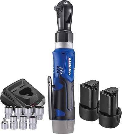 Draadloze 3/8" Ratelsleutelset - Elektrische Gereedschapsset met 2 Batterijpakketten en Oplader