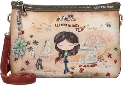 Anekke Schoudertas Peace & Love Crossbody Bag Camel Veelkleurig