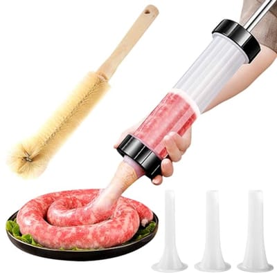 ZSMJAER Worst vulmachine, handmatige worst vulmachine met 3 vulbuizen,professionele vulbuizen voor zelfgemaakte worst