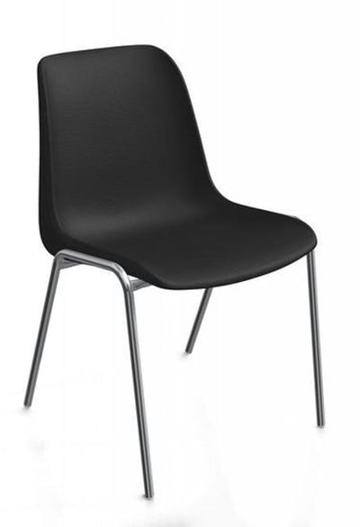 Kantinestoelen Rome kunststof stapelbaar zwart koppelbaar