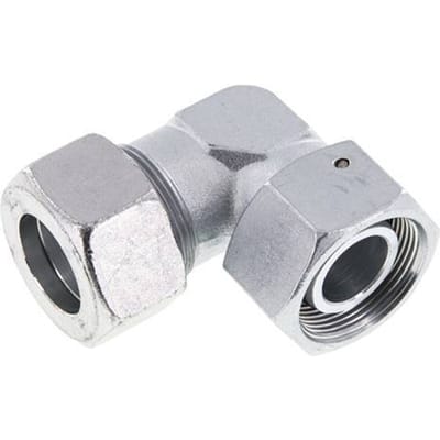 M42x2 x 30S Verzinkt Stalen Verstelbaar L-Fitting 90graden met Afdichtconus en O-ring 400 Bar DIN 2353 - FL2E-NC-EZN-42-30-SO