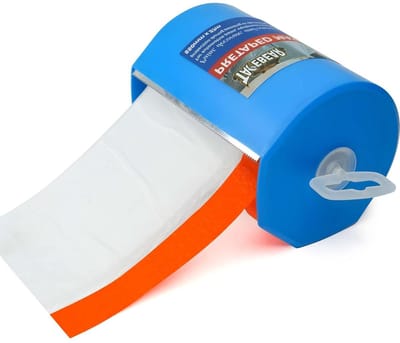 TAPEBEAR Voorgevormde schildersfolie 550 mm x 27 m met dispenser, kunststof afdekking voor auto, meubels, huishoudelijke apparaten, lakbescherming