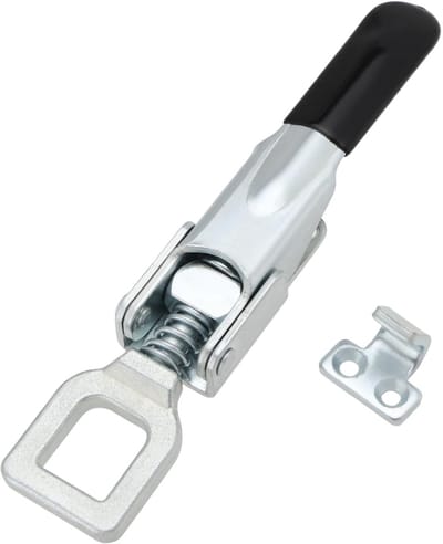 Dailygoods- Zware Hasp - Verstelbare Vangst - Koolstofstaal - 235mm x 45mm - 4 Bevestigingsgaten - Compatibel met Nugent/Ifor Williams - Sluitingen