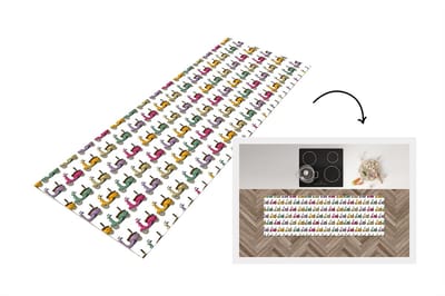 Keukenloper - Loper keuken - Patroon - Tiener - Scooter - Reizen - 150x50 cm - Keukenloper vinyl