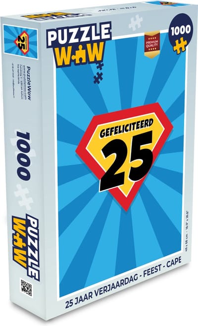 Puzzel 25 jaar verjaardag - Feest - Cape - Legpuzzel - Puzzel 1000 stukjes volwassenen