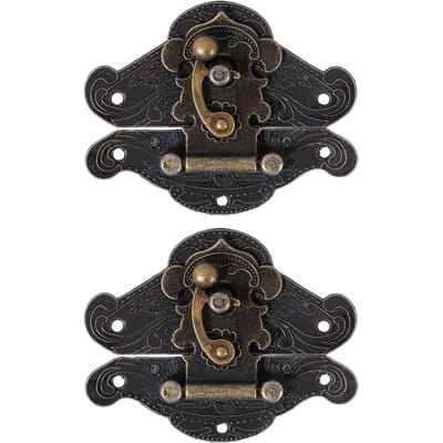 2 pièces Boucle de verrouillage vintage en alliage de zinc Loquet de boîte à bijoux Loquet Hasp Quincaillerie de loquet de meuble pour étui à bijoux Coffre Valise