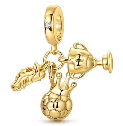 Fler® | Bedel | Past op populaire bedelarmbanden (standaard - 3mm) | Voetbal Kampioen Bedel | Hangbedel Charm | 925 sterling zilver | Transparante zirkonia | Valentijnsdag Cadeau | Sinterklaas kado | Kerstcadeau | Verjaardagsgeschenk | Vriendschap