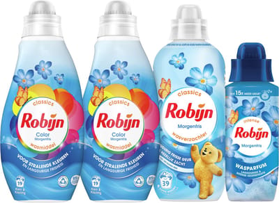 Robijn Perfect Match - Morgenfris - 4 stuks - 2x wasmiddel + 1 wasverzachter + 1 wasparfum - Voordeelverpakking