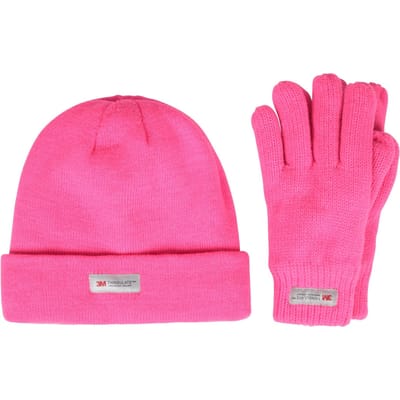 Mountain Warehouse Set kinder-/kids Thinsulate fleece muts & handschoenen (Helder Roze)
