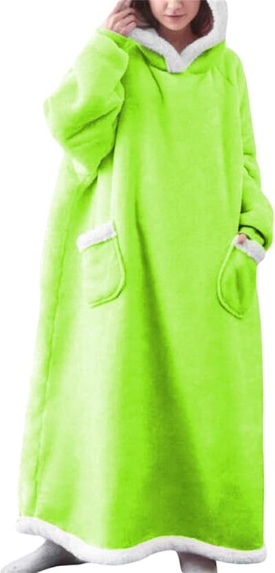 Extra lange capuchondeken - Flanellen fleece oversized deken hoodie - met capuchon en zakken - Oversized Cozy Sherpa gevoerde hoodiedeken - Zachte en comfortabele sweatshirtdeken - voor volwassen mannen en vrouwen