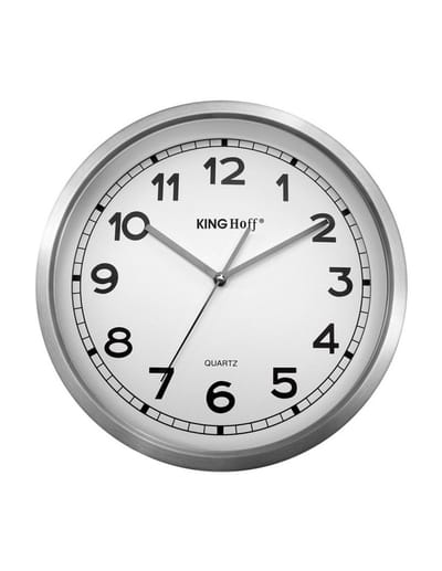 Kinghoff Serie - Roestvrijstalen Wandklok - 34cm - Stille Mechanisme