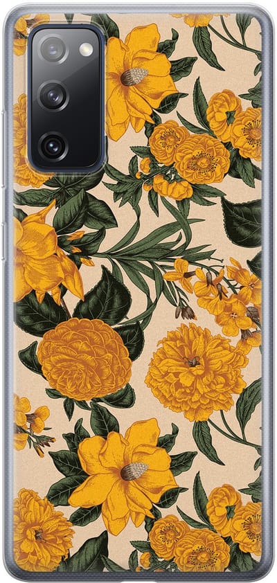 Leuke Telefoonhoesjes - Hoesje geschikt voor Samsung Galaxy S20 FE - Retro flowers - Soft case - TPU - Bloemen - Geel