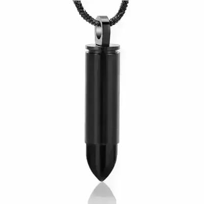 Aramat Jewels | Gedenkhangers | Ashanger Bullet Kogel RVS – Meerdere Kleuren & Modellen Stoer Gedenksieraad | Zwart-5x1cm | |15mm | Staal | Volwassenen | Verkleurd niet