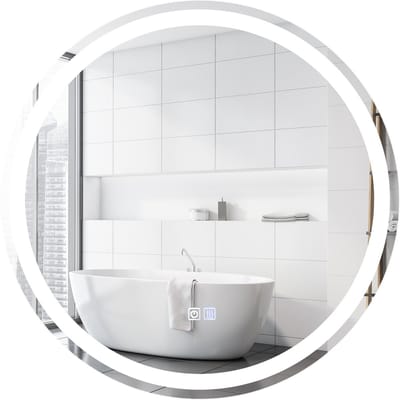 COSTWAY 60 cm Ronde LED Spiegel, Wand Gemonteerde Badkamer Spiegel met Instelbare Helderheid en Kleurtemperatuur, Bedieningsschakelaar en Anti-Condens Functie, IP44 Waterdicht, LED Verlichte Spiegel voor Ijdelheid