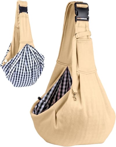 Hondendraagtas - Huisdier sling - Dagelijks wandelen - Verstelbare schouderband - 65-85 cm lengte - Kaki