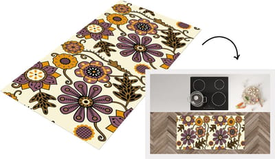 Keukenloper - Loper keuken - Bloemen - Bohemian - Vintage - Cartoon - 120x60 cm - Keukenloper vinyl