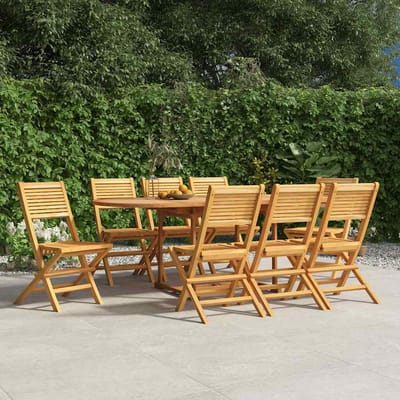 vidaXL - Opklapbare - stoelen, - 8 - stuks, - 47x62x90 - cm, - massief - teakhout