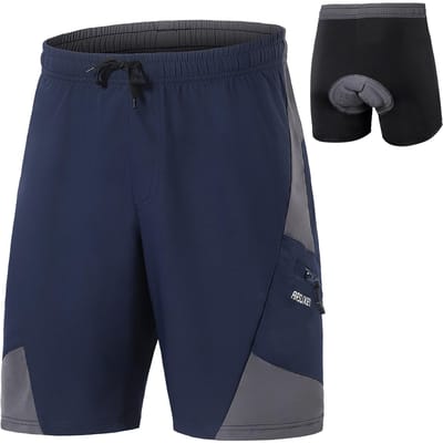 2 In 1 Gevoerde Fietsbroek met Zakken Heren Ademende Trainingsbroek voor Training Fietsen Fietsen XL blauw