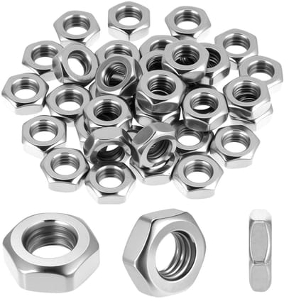 50 Stuks M8 Moeren, RVS DIN439 A2, Hexagon Moer, Geschikt voor Schroeven en Draadstangen, Inclusief Plastic Opbergdoos